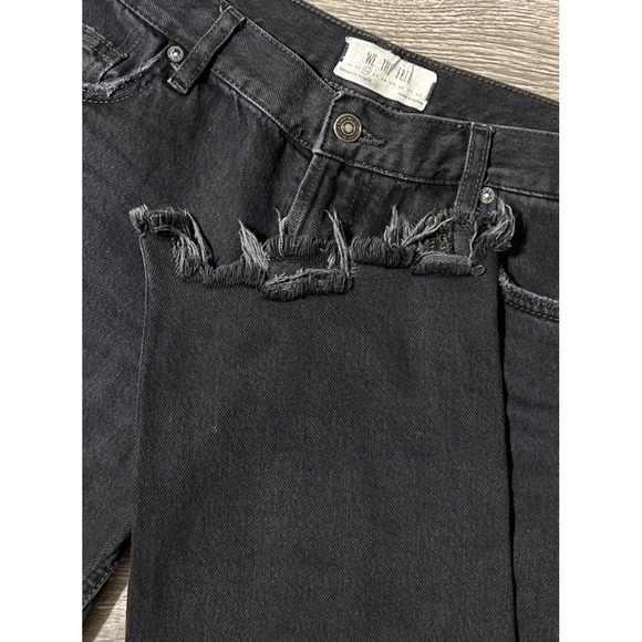 Free People Denim - Free People We The Free Maggie MidRise Straight Raw Hem Black Jean SZ 26 (30x27)